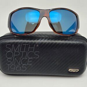 Smith Optics Dockside Havana Frame Polarized Blue Mirror Lens Sunglasses w/ Case